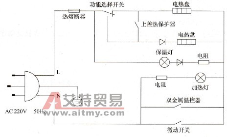 九阳JYF - 50YD02型电饭煲电气原理图